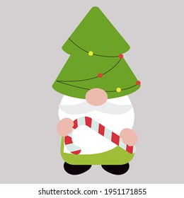 Cute Christmas gnome, vector illustration