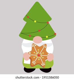 Cute Christmas gnome, vector illustration