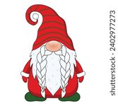 Cute Christmas Gnome vector isolated on white background. Gnome cartoon illustration.
