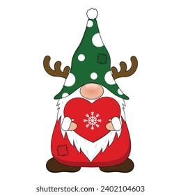 Cute Christmas Gnome vector isolated on white background. Gnome cartoon illustration.