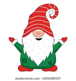 Cute Christmas Gnome vector isolated on white background. Gnome cartoon illustration.
