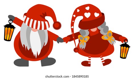 Cute christmas gnomes collection. Vector