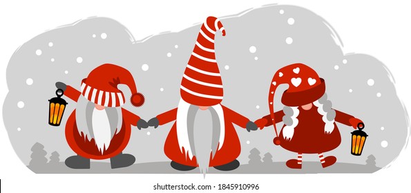 Cute christmas gnomes collection. Vector
