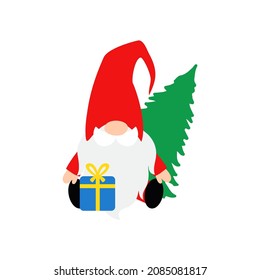 Cute Christmas gnomes. Nordic gnomes in cartoon style