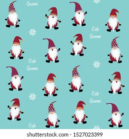 Cute christmas gnomes seamless patterns vector