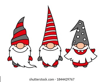 Cute Christmas gnomes, vector illustration