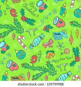 Cute Christmas green seamless pattern