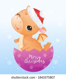Cute Christmas greeting card with cute animals illustration. Christmas and winter decoration.