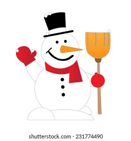 Cute Christmas greeting card with snowman