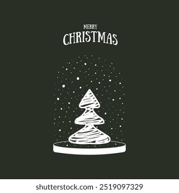 Cute Christmas greeting card.Merry Christmas.New Year elements gifts,hat,fir tree,candy,cocoa, snowflakes and snow.Pastel colors.Great for banners,wallpapers,wrapping.Christmas glass ball.