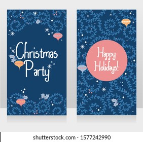 Cute christmas greeting cards, vector illustration