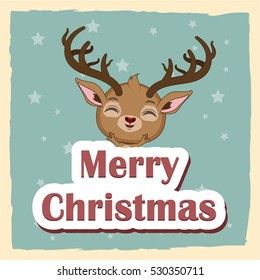 Cute Christmas greeting with reindeer