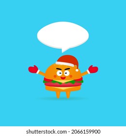 
cute Christmas hamburger character illustration icon