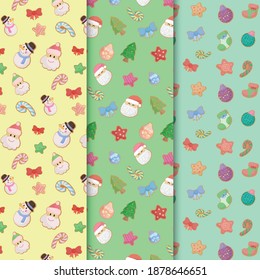 Cute Christmas hand drawn flat pattern collection