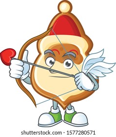 Cute christmas hat cookies Cupid cartoon character with arrow and wings