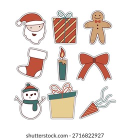 
Niedliche Weihnachts-Feiertage Elemente und Aufkleber Sammlung