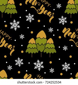 Cute Christmas holiday seamless pattern. Hand drawing vector illustration.