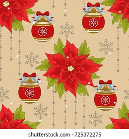 Cute Christmas holiday seamless pattern. Hand drawing vector illustration.