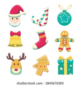Cute Christmas Holiday Set Vector With Kids Style