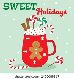 Cute Christmas Hot Cocoa vector