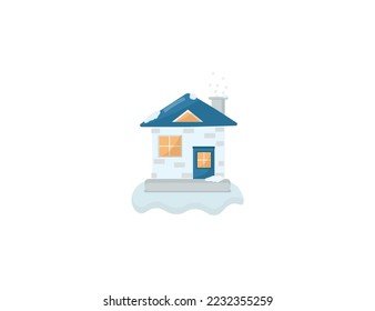Cute Christmas house on a white background