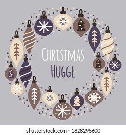Maravilloso fondo navideño con bolas de Navidad dibujadas a mano y confeti para tu decoración