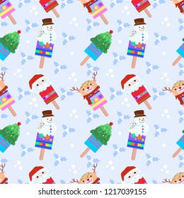 Cute christmas ice cream seamless pattern.