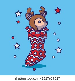Cute christmas icon character with adorable socks vector