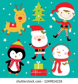 cute christmas icon collection design