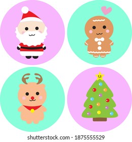 Cute Christmas Icon Design Set