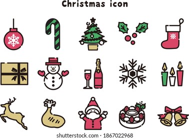 
Juego de iconos de Navidad curado (coloreado)