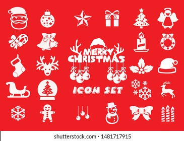 Cute Christmas Icon Set , Vector Illustration .