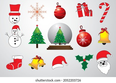 Cute Christmas Icon Set, Vector Illustration  Icon Set