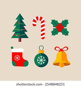 Cute christmas icon vector set