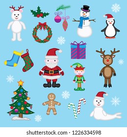 Cute Christmas icons and characters