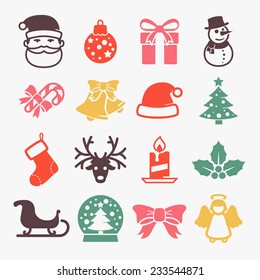 Cute christmas icons set / / Colors