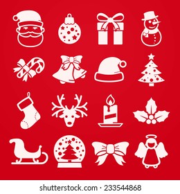 Cute christmas icons set // RED