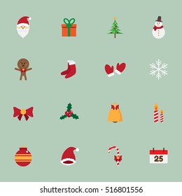 cute christmas icons set. vector illustration.