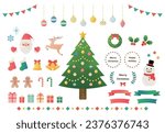 Cute Christmas illustration and frame set.