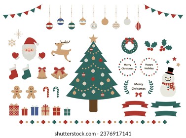 Cute Christmas illustration and frame set.