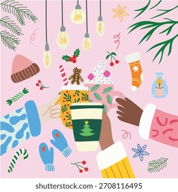Cute Christmas illustration pack featuring seasonal icons and warm winter details.