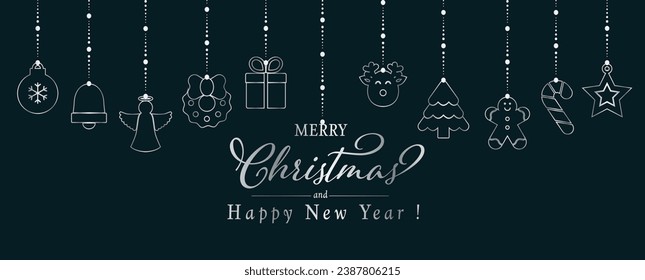 Cute Christmas ions on a red background. Christmas background, banner ,or card.