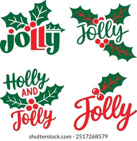 Cute Christmas jolly Icons Set 