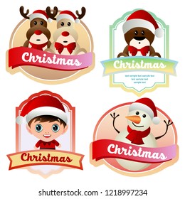 cute christmas label with cute element