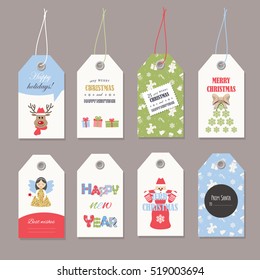 Cute Christmas labels set with glitter.