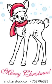 Cute Christmas little deer. Vector