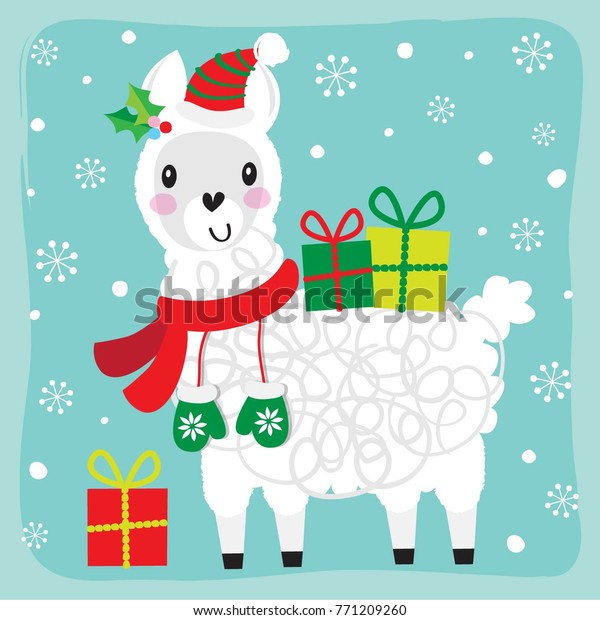 Cute Christmas Llama Stock Vector (Royalty Free) 771209260