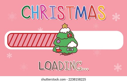 Cute Christmas is loading, Christmas tree loading bar background.