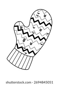 Cute Christmas mitten coloring drawing