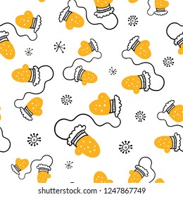 Cute Christmas mittens pattern - vector Illustration. Cute Xmas background for wallpaper, gift paper, pattern fills, textile, greetings cards.
